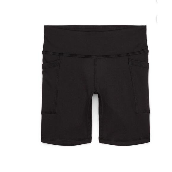 Athletic Works Girls Active Bike Shorts XS 4-5 Black Soot Pockets - Picture 3 of 5
